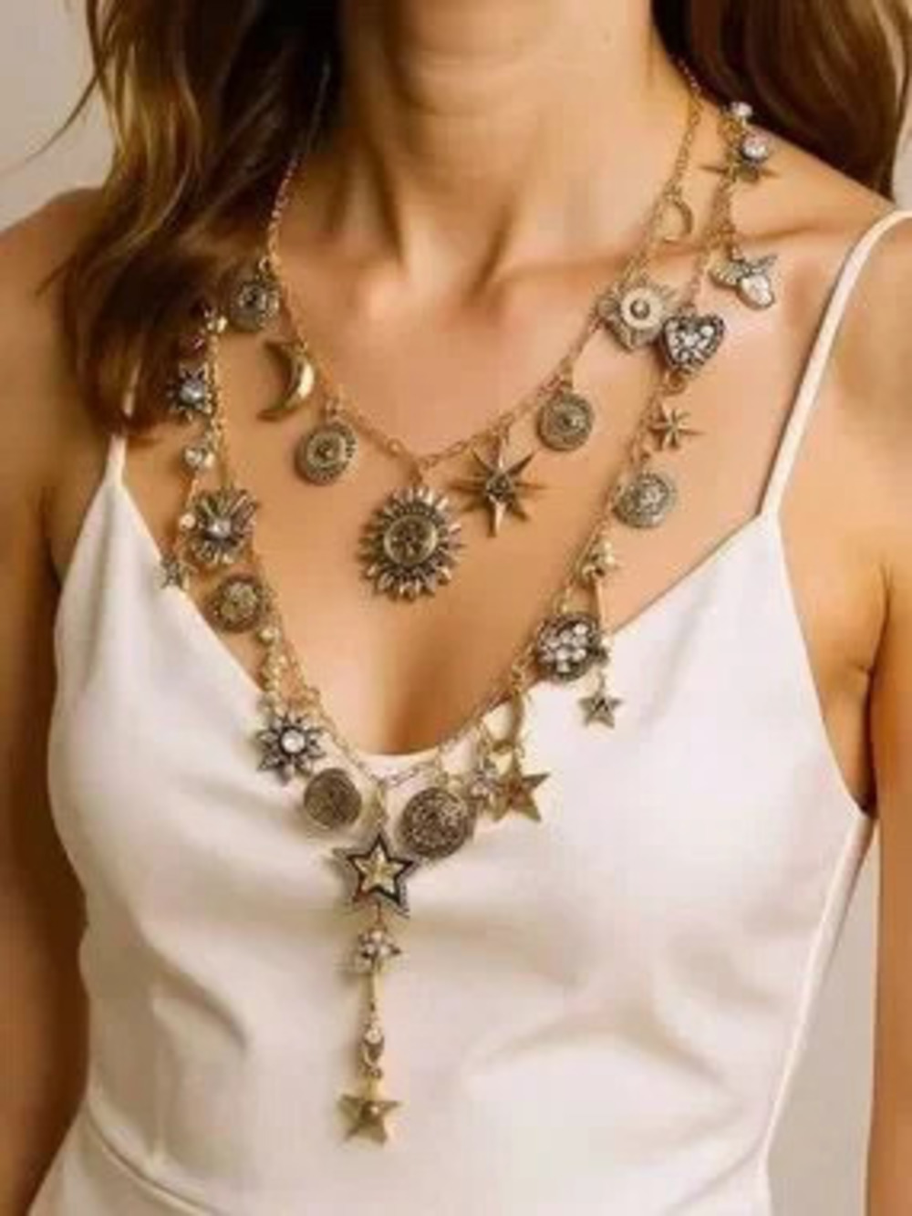 Astral Muse Multi-Charm Celestial Layered Necklace